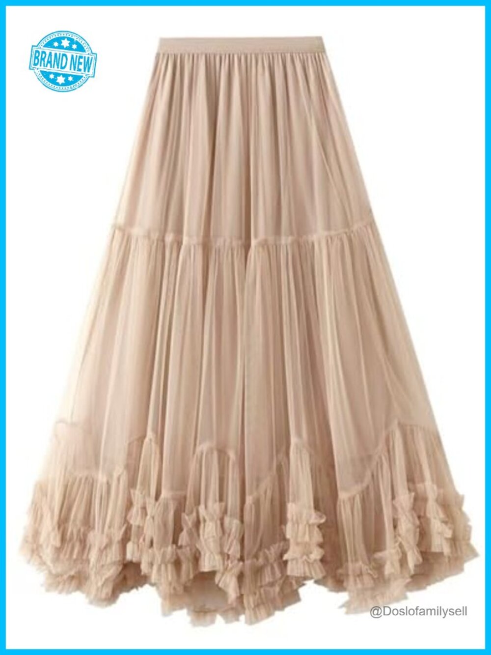 Women's Maxi Tulle Skirt A-Line High Waist Tiered Mesh Layered Fairy